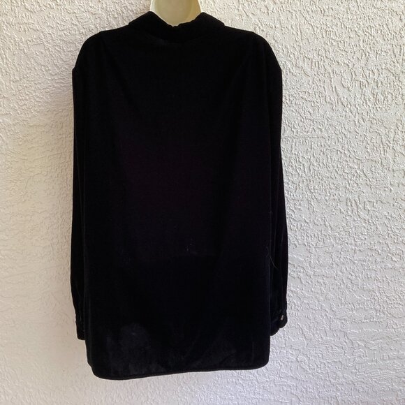 VINTAGE J.CREW VELVET SHIRT SZ L BLACK BLOUSE /JACKET - Picture 7 of 9